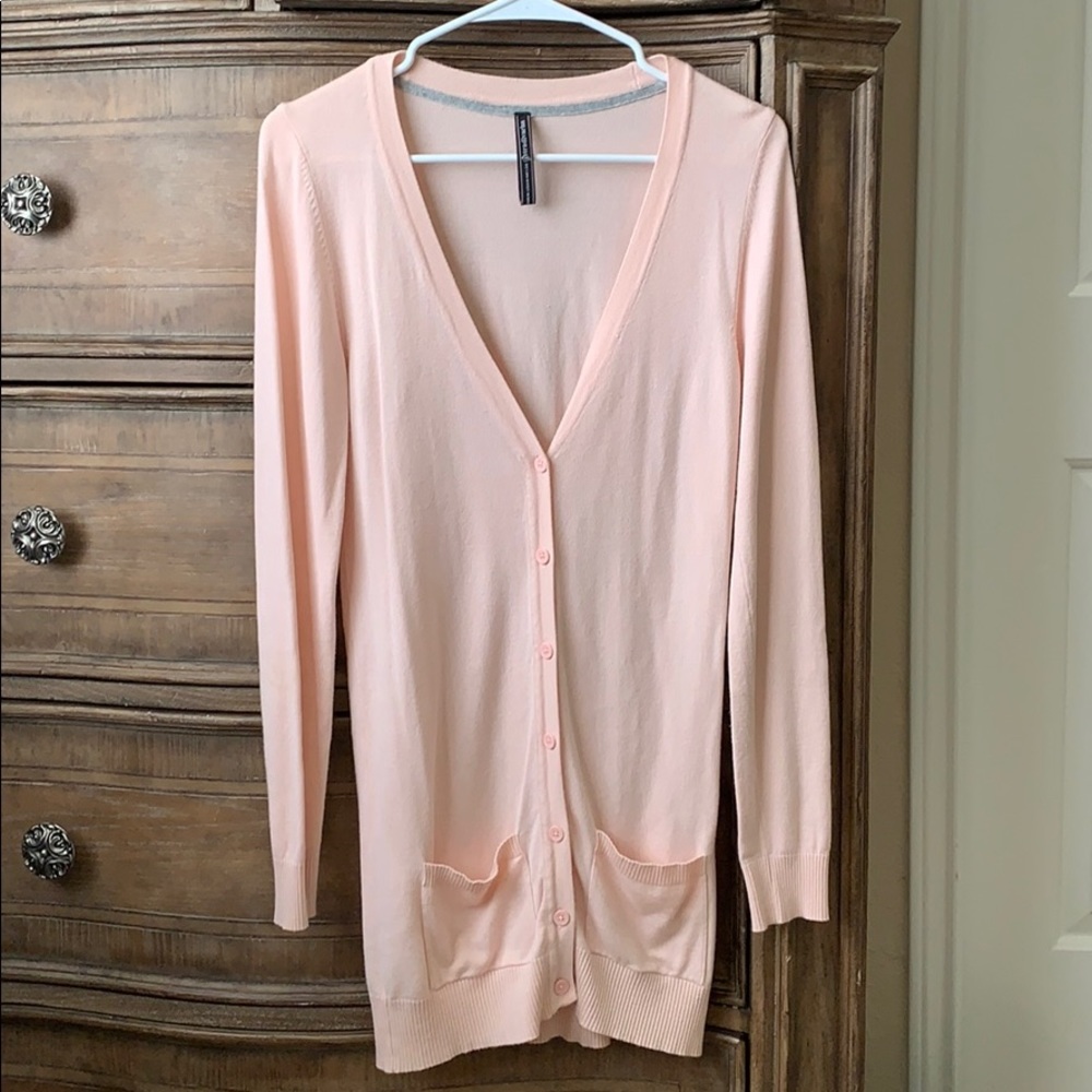 Pink Bottom up V-Neck Cardigan